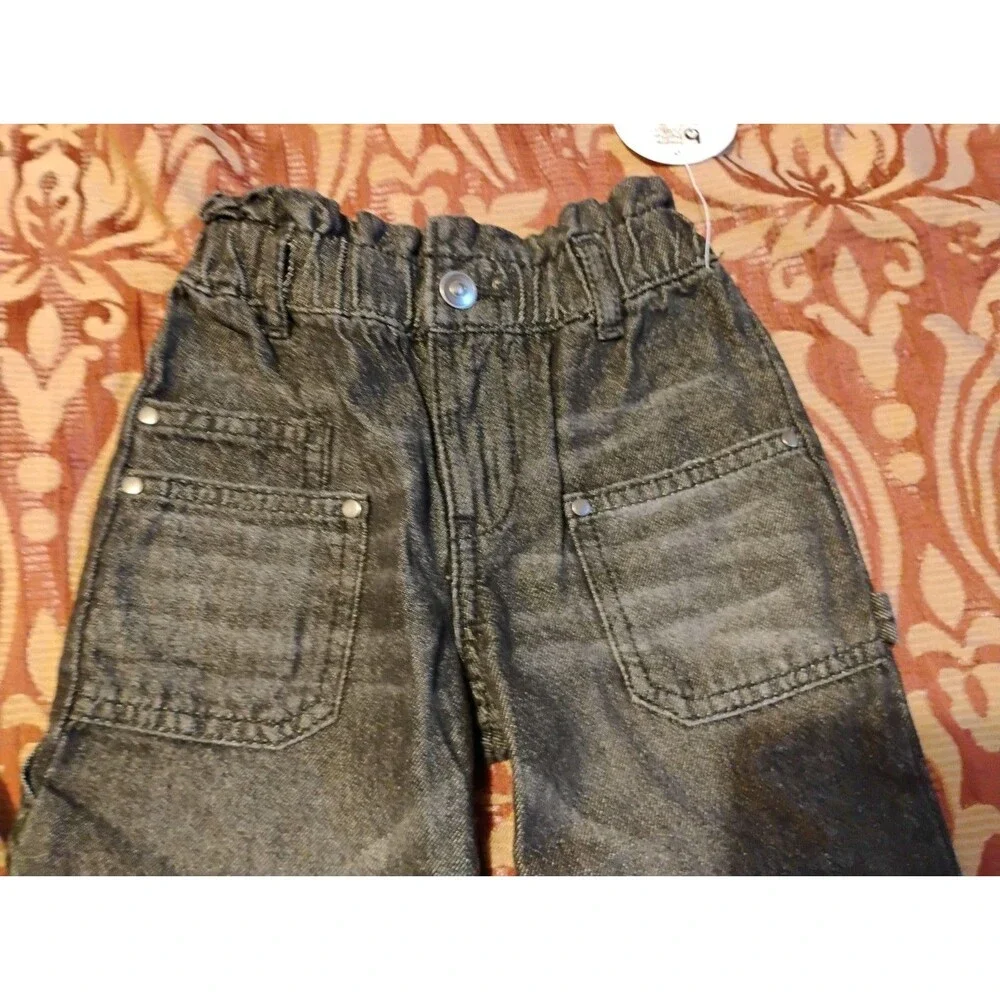 Wonder Nation Toddler Boys Jeans Size 2t Black Zip Snap Elastic Waist